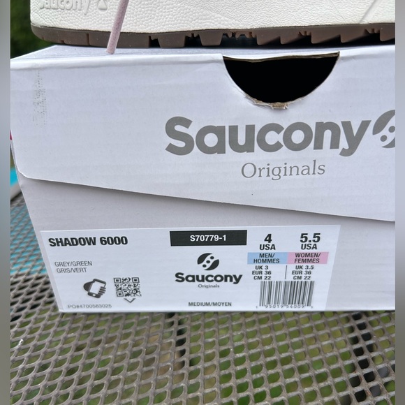 SAUCONY SHADOW 6000 - Grey/green - Unisex Sneakers - LIKE NEW - Women Size 5.5 - Picture 4 of 4